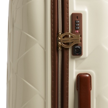 Troler Mare Policarbonat/Piele Naturala Stratic Leather and More L - 76 cm Alb - Img 7