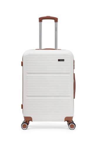 Troler Mediu Aventor, 67x41x25.5 cm, ABS, Cifru, 4 Roți Duble 360°, 61 L, AV107, Alb - Img 14