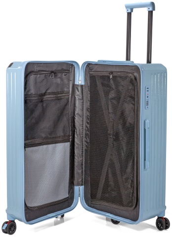 Troler mediu Benzi BZ 5790, ABS, 4 roti cu sistem de franare, cifru TSA, 62 cm, albastru deschis - Img 2