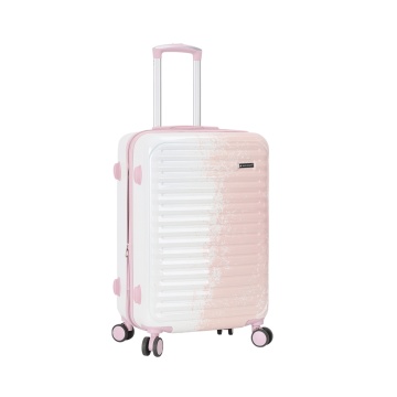 Troler Mediu Extensibil 66x42x27 cm Madisson, Fermoar Antifurt, Policarbonat, SW65203, Roz/Alb