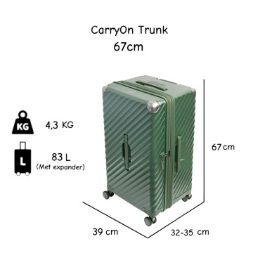 Troler mediu extensibil Carryon Trunk, policarbonat, 67x39x32 cm, bagaj de cala, cifru TSA, 4 roti cu suspensii, verde - Img 4