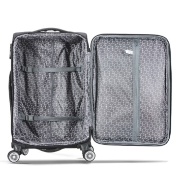 Troler mediu extensibil Madisson, 66x41x24/29 cm, poliester, bagaj de cală, 4 roți duble, cifru, SW55104, negru - Img 2