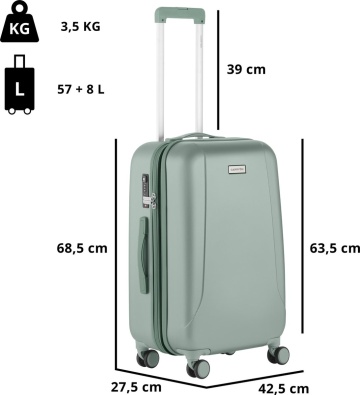 Troler Mediu, Extensibil, Policarbonat/ABS, 4 Roti Duble, cifru TSA, CarryOn Skyhopper, 68.5 cm, Verde - Img 10