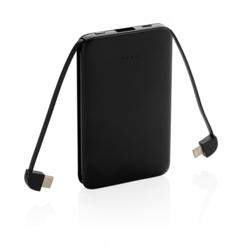 Powerbank de buzunar de 5.000 mAh cu cabluri integrate