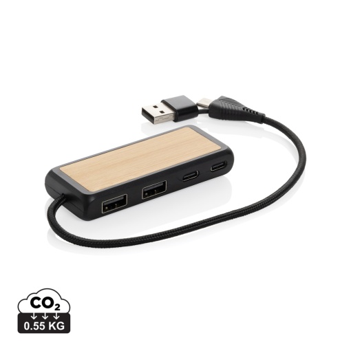 Hub USB 2.0 USB cu conector de intrare dublă