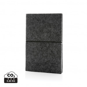 Caiet A5 cu coperta moale din fetru reciclat certificat GRS