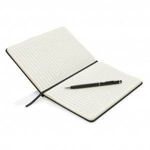 Notebook standard cu copertă rigidă PU A5 cu stilou - Img 2