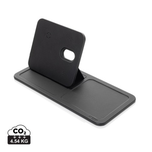 Tavă de birou Swiss Peak 3-în-1 cu încărcător wireless, realizată din PU reciclat RCS.