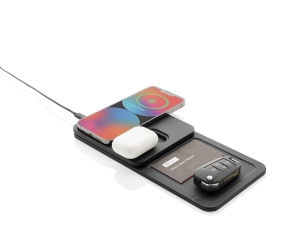 Tavă de birou Swiss Peak 3-în-1 cu încărcător wireless, realizată din PU reciclat RCS. - Img 4