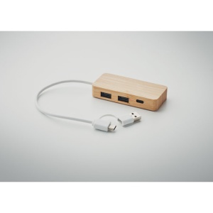 Hub USB cu 3 porturi din bambus - Img 5