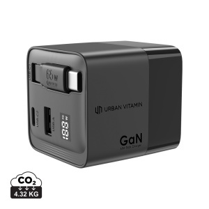 Încărcător Urban Vitamin Mendocino GaN de 65W cu cablu retractabil
