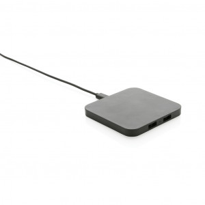 Încărcător wireless RCS din plastic reciclat de 10 W cu porturi USB