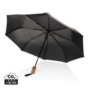 Mini umbrelă cu deschidere automată Kaycey AWARE™ RPET 21" din lemn de salcâm