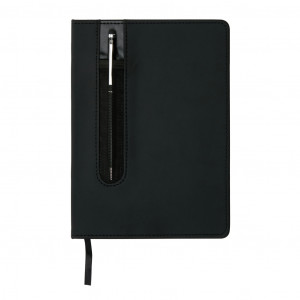 Notebook standard cu copertă rigidă PU A5 cu stilou - Img 3