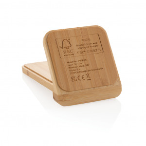 Suport de încărcare fără fir din bambus certificat FSC® de 5 W - Img 6