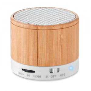 Boxă rotundă wireless bambus - Img 2