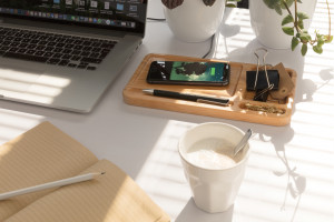 Incarcator wireless cu organizator de birou FSC® Bambus - Img 8
