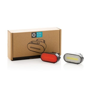 Set de lumini pentru biciclete reîncărcabile prin USB Lumino RCS din plastic reciclat - Img 14