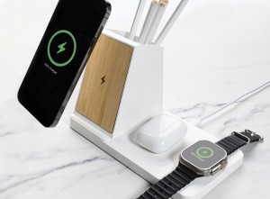 Încărcător rapid wireless 3-în-1 de 15W din Ontario și bambus - Img 9