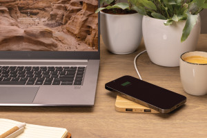 Încărcător wireless FSC® bambus 10W cu USB - Img 7