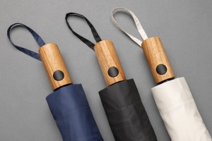 Mini umbrelă cu deschidere automată Kaycey AWARE™ RPET 21" din lemn de salcâm - Img 9