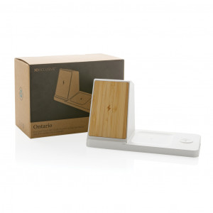 Încărcător rapid wireless 3-în-1 de 15W din Ontario și bambus - Img 10
