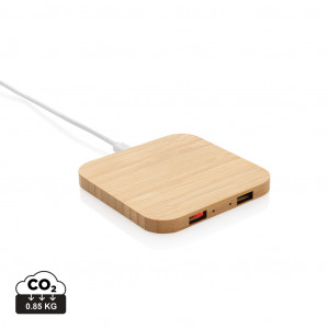 Încărcător wireless FSC® bambus 10W cu USB
