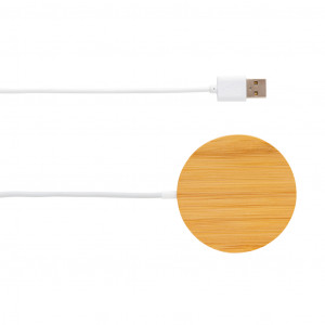 Încărcător wireless magnetic 10W din bambus - Img 2