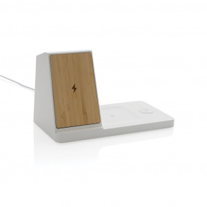 Încărcător rapid wireless 3-în-1 de 15W din Ontario și bambus