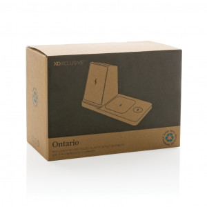 Încărcător rapid wireless 3-în-1 de 15W din Ontario și bambus - Img 11