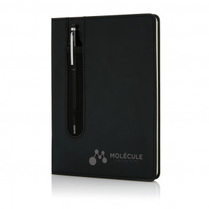 Notebook standard cu copertă rigidă PU A5 cu stilou - Img 5