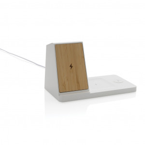Încărcător rapid wireless 3-în-1 de 15W din Ontario și bambus - Img 2