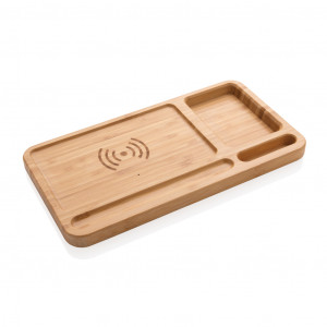 Organizator de birou Bamboo Incarcator wireless 5W