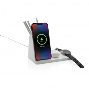 Încărcător rapid wireless 3-în-1 de 15W din Ontario și bambus - Img 3