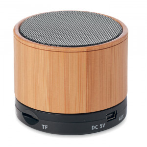 Boxă rotundă wireless bambus - Img 3