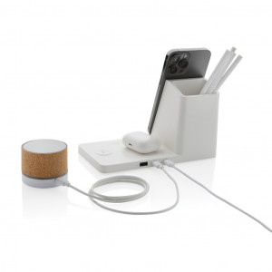 Încărcător rapid wireless 3-în-1 de 15W din Ontario și bambus - Img 4
