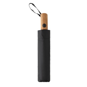 Mini umbrelă cu deschidere automată Kaycey AWARE™ RPET 21" din lemn de salcâm - Img 4