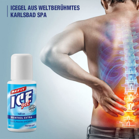 Refit Ice Gel Menthol Extra 80ml. Roll-on - gel răcoritor pentru dureri foarte puternice cu efect imediat și de lungă durată de la renumitul Karlovy Vary - Img 2