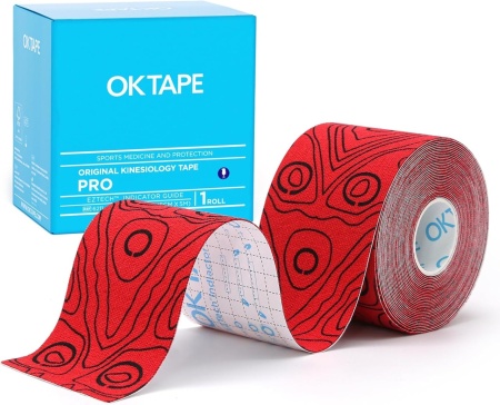 Кинезио тейп лента OK TAPE PRO 5см х 5м, червен+черен