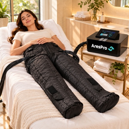 Aparat de presoterapie și drenaj limfatic AresPro Airflow Professional IR Heating Twin Black Edition - Img 4
