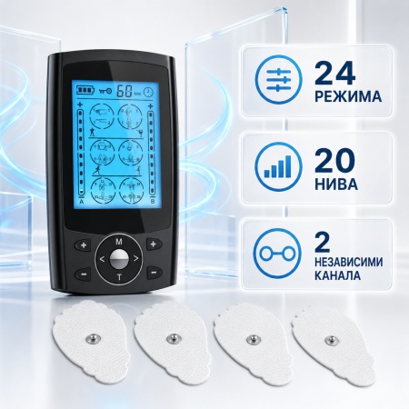 Electrostimulator Muscular TENS/EMS AresPro – 24 Moduri, Argintiu - Img 3