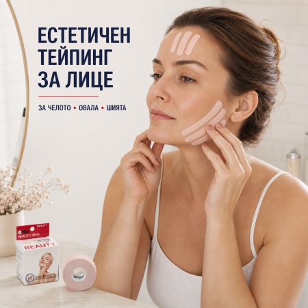 Корейски Кинезио Тейп за Лице ARES BEAUTY GENTLE (5см/5м) – За Чувствителна Кожа и Лифтинг - Img 2