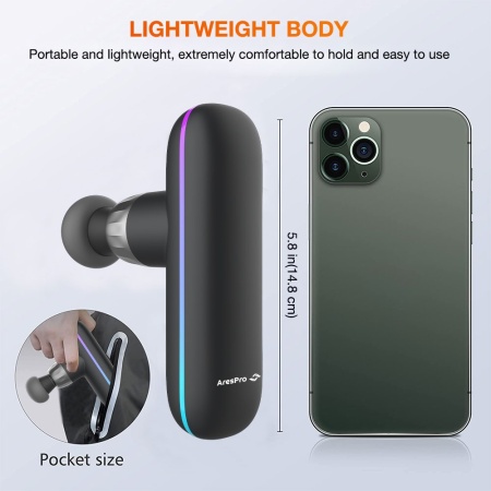 Mini pistol de masaj profesional AresPro TM305, pentru recuperare si tonifiere musculara, anticelulitica, pentru zonele musculare - Img 2
