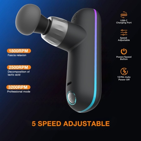Mini pistol de masaj profesional AresPro TM305, pentru recuperare si tonifiere musculara, anticelulitica, pentru zonele musculare - Img 3