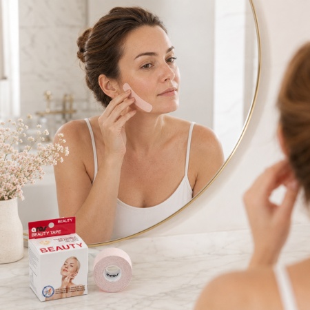 Корейски Кинезио Тейп за Лице ARES BEAUTY GENTLE (5см/5м) – За Чувствителна Кожа и Лифтинг - Img 10