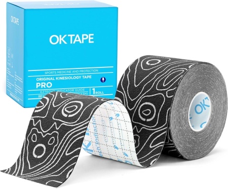 Кинезио тейп лента OK TAPE PRO 5см х 5м, черно+бяло