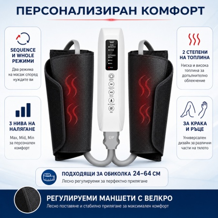 Масажор за крака и ръце с топлинна въздушна компресия AresPro - Img 4