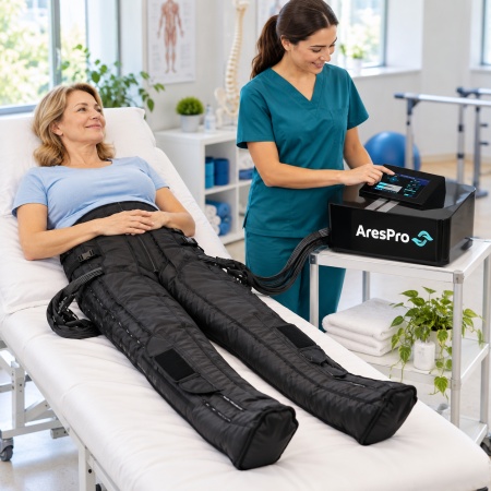 Aparat de presoterapie și drenaj limfatic AresPro Airflow Professional IR Heating Twin Black Edition - Img 6