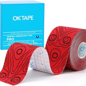 Кинезио тейп лента OK TAPE PRO 5см х 5м, червен+черен
