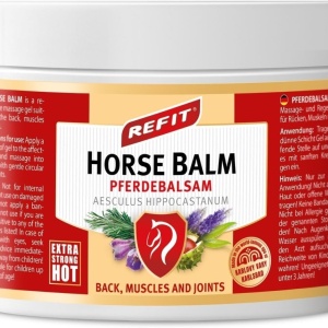 Refit Horse Balm Extra Strong HOT XXL 500 ml - Силно затоплящ с планинска арника, болкоуспокояващ гел, арника, ефективен болкоуспокояващ гел, незабавен и дълготраен ефект, за гръб, мускули